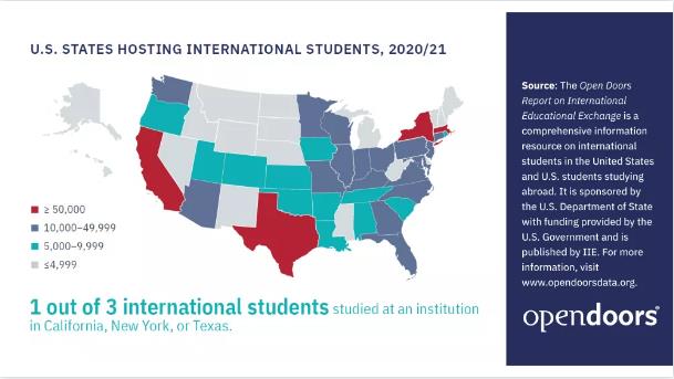 2021美国门户开放报告：中国连续12年成为留美最大生源国